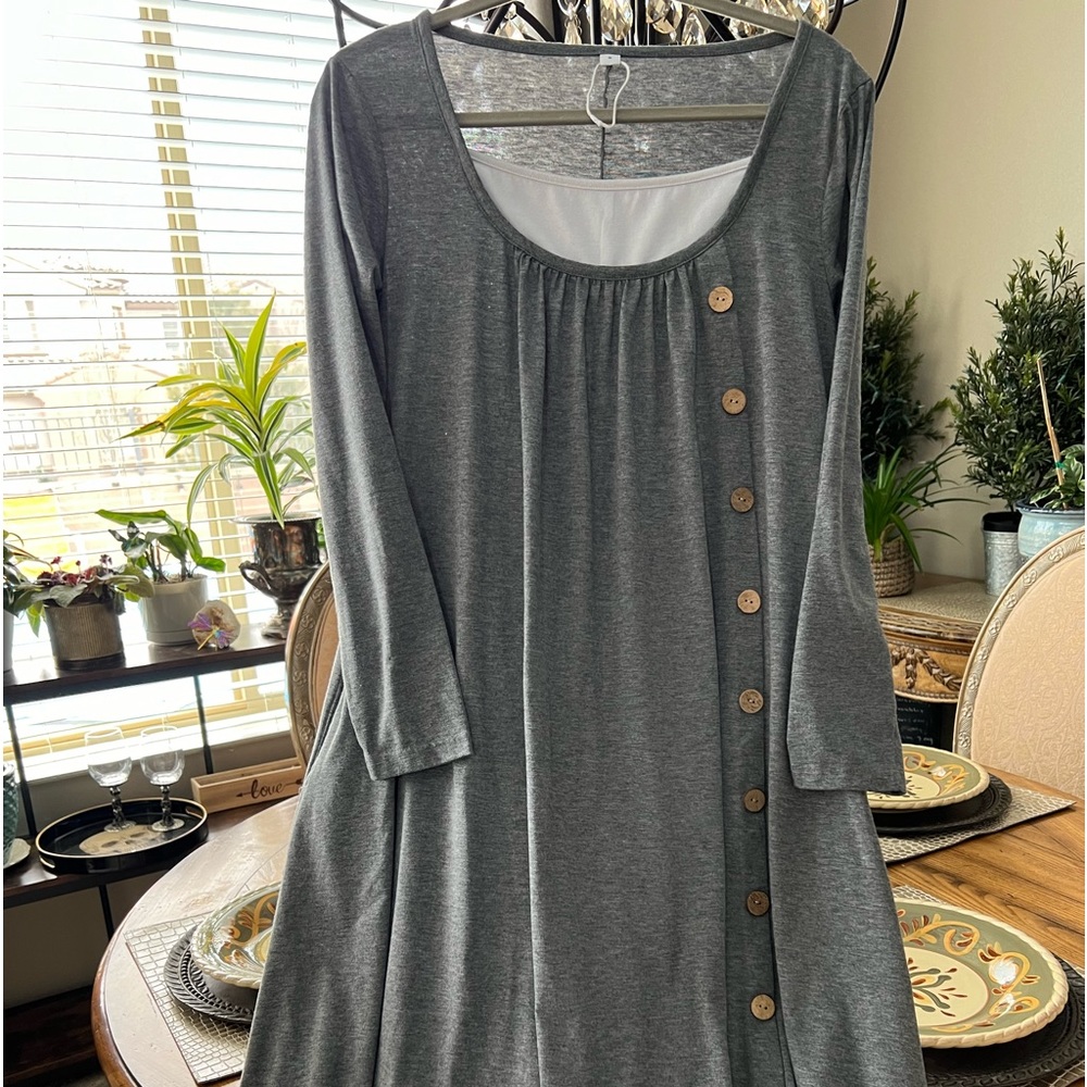 Casual dress cotton long sleeve midi length